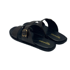Brown Leather Double Strap Slides SLP-0058BR