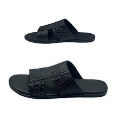 Black Croc Slides SLP-0054BL