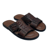 Brown Croc Leather Slides SLP-0053BR