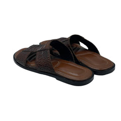 Brown Croc Leather Slides SLP-0053BR
