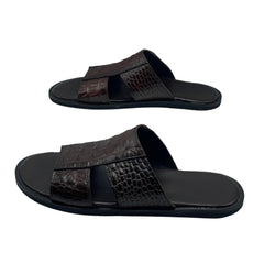 Brown Croc Slides SLP-0060BR