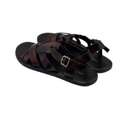 Brown Leather Cross Strap Sandals SD-520BR