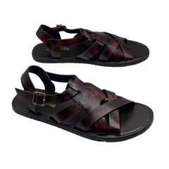 Brown Leather Cross Strap Sandals SD-520BR