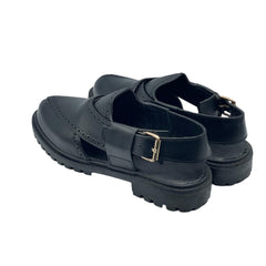 Black Leather Peshawari Chappals SD-507BL