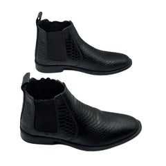 Black Snake Print Chelsea Boots CLS-0004BL