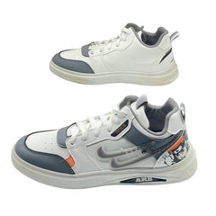 White & Grey Graphic Trainers JG-105GR