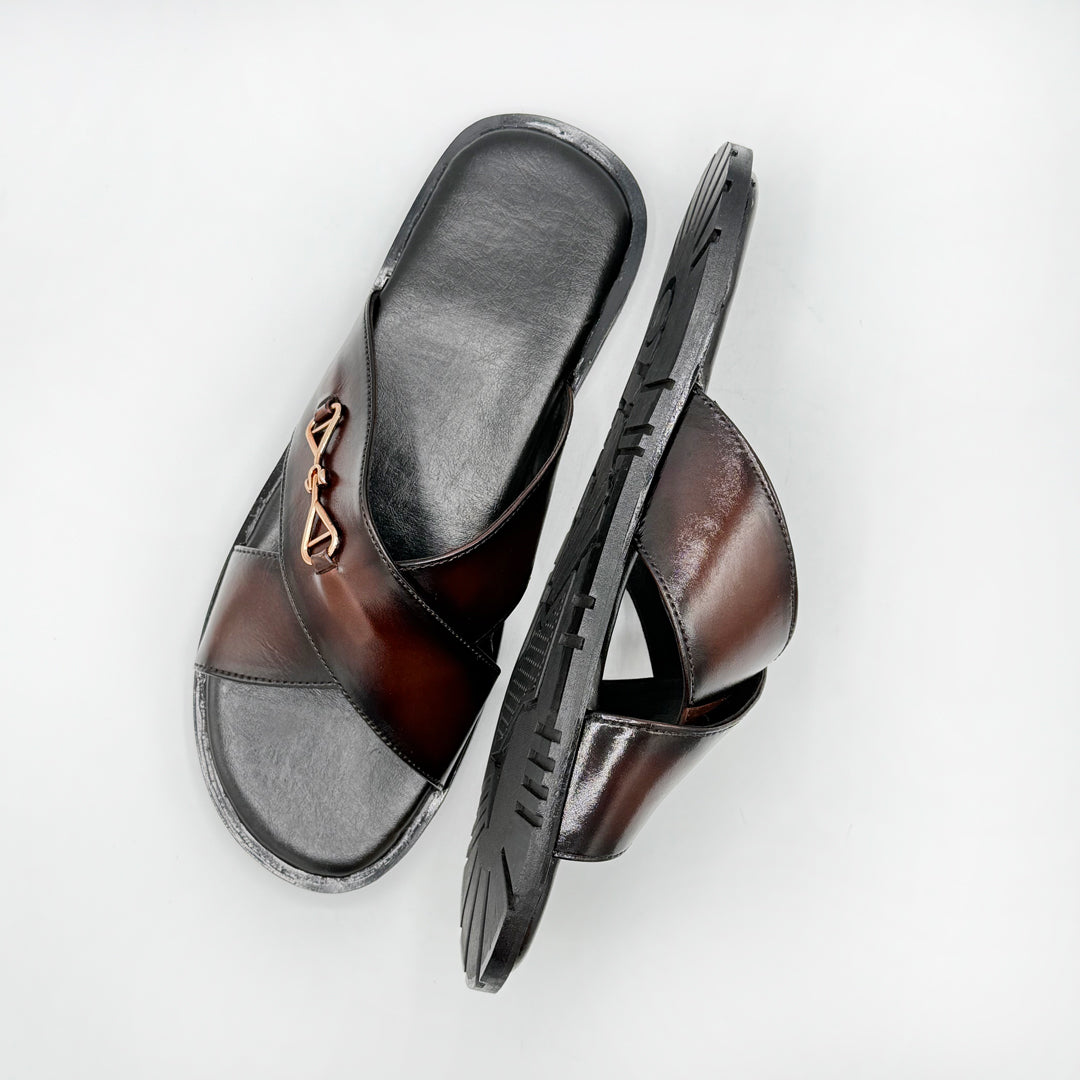 Leather Cross-Strap Sandals 001123