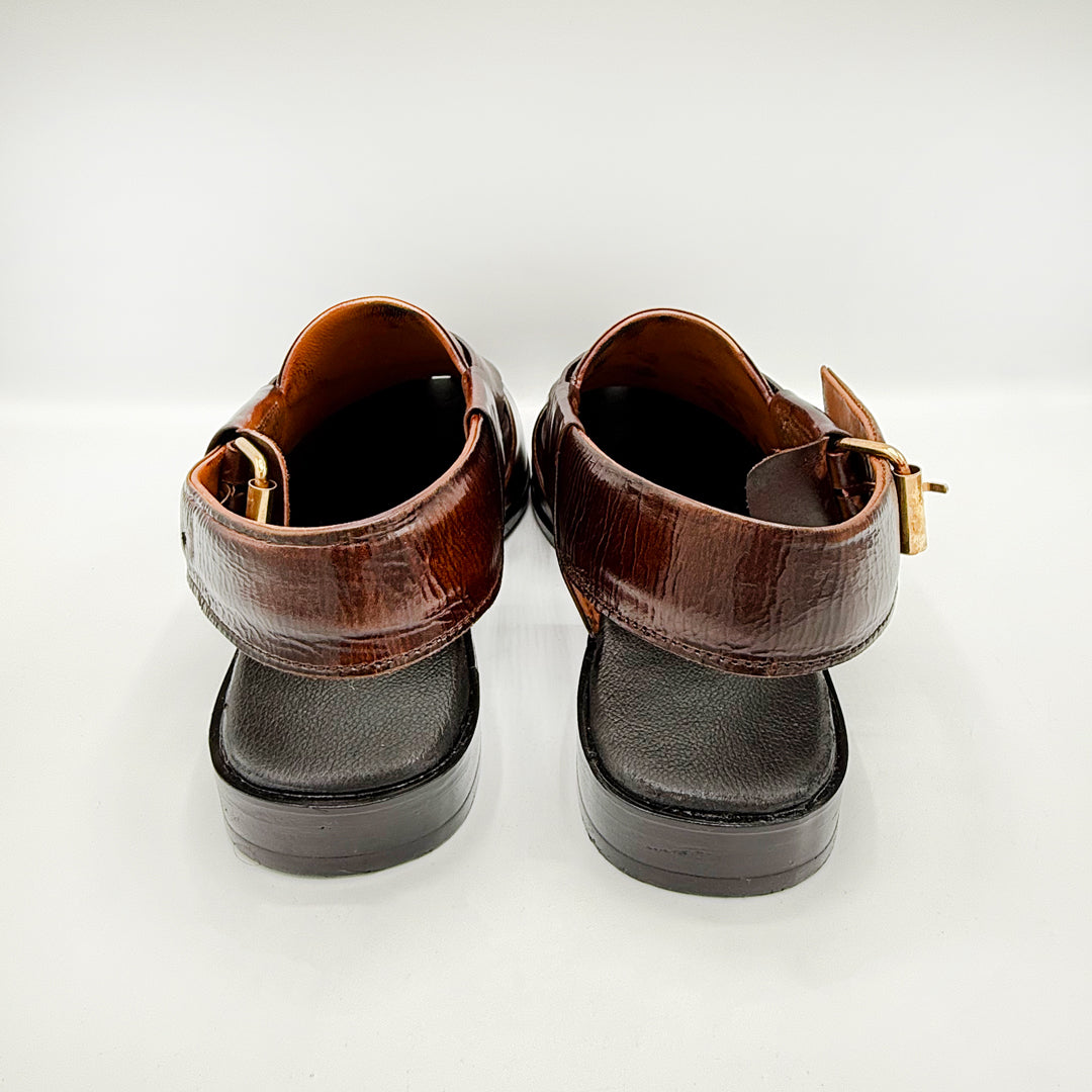 Handcrafted Brown Woven Leather Sandal 001122