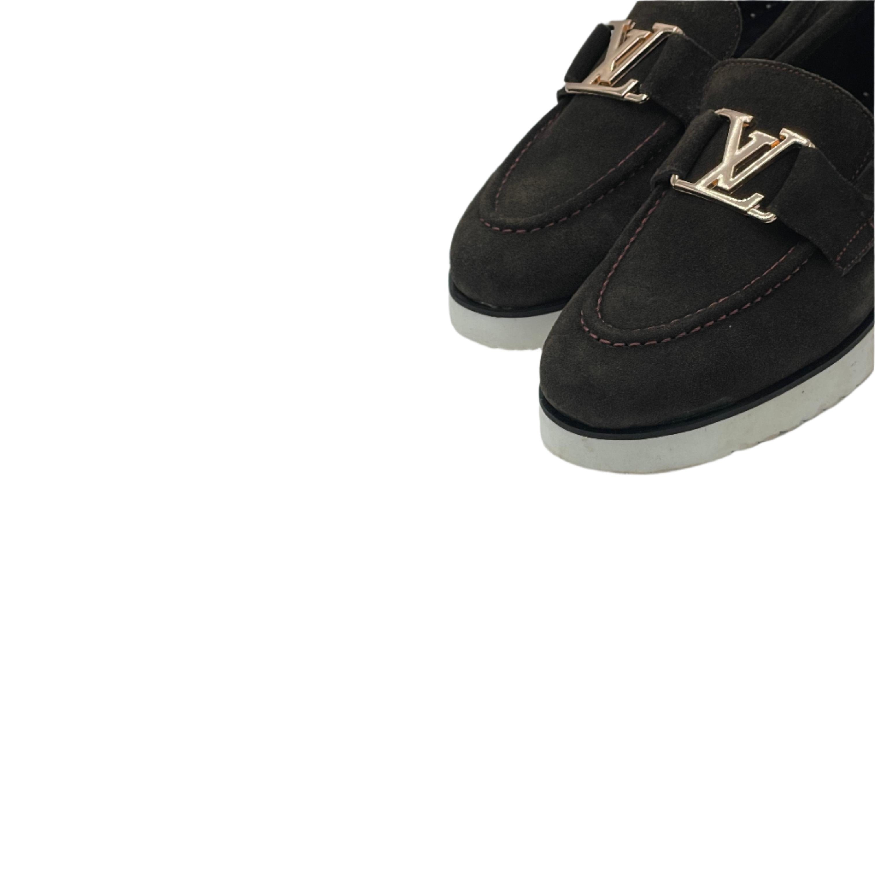 Louis Vuitton Black Suede Loafers SH-006BR
