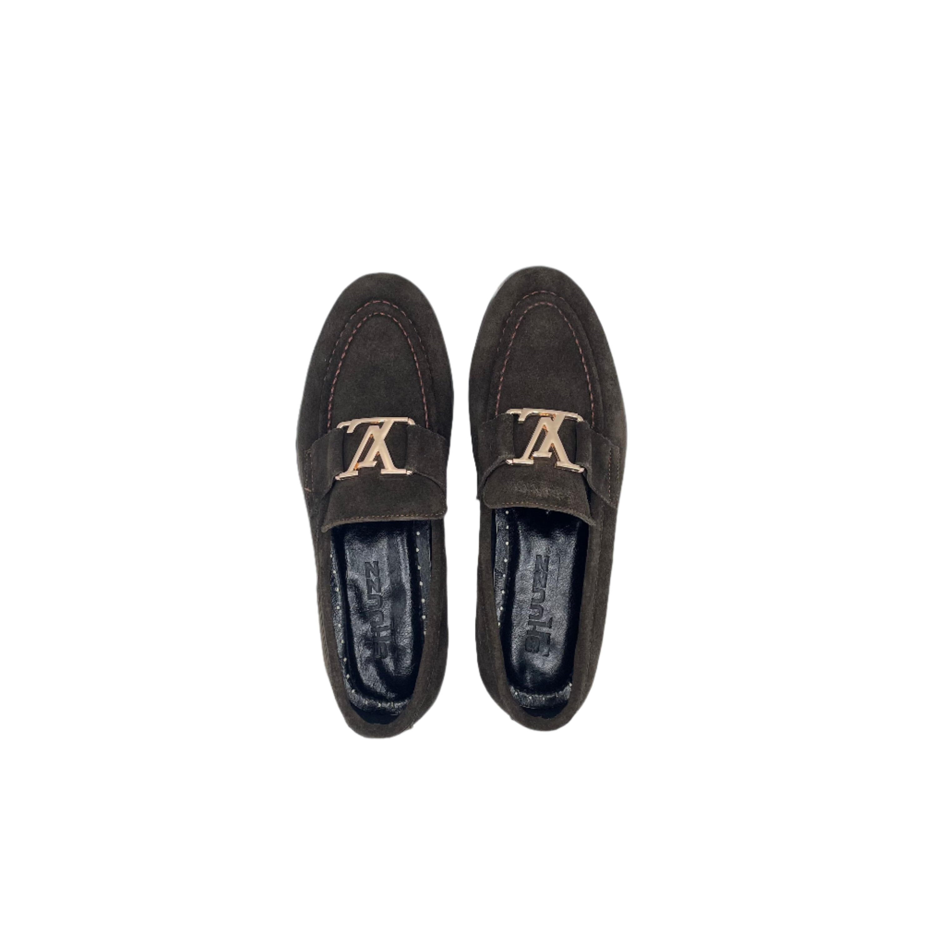 Louis Vuitton Black Suede Loafers SH-006BR