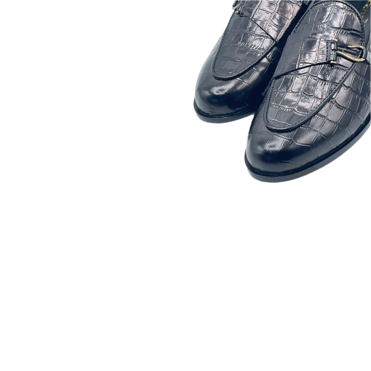 Black Crocodile Print Loafers SH-0010BR