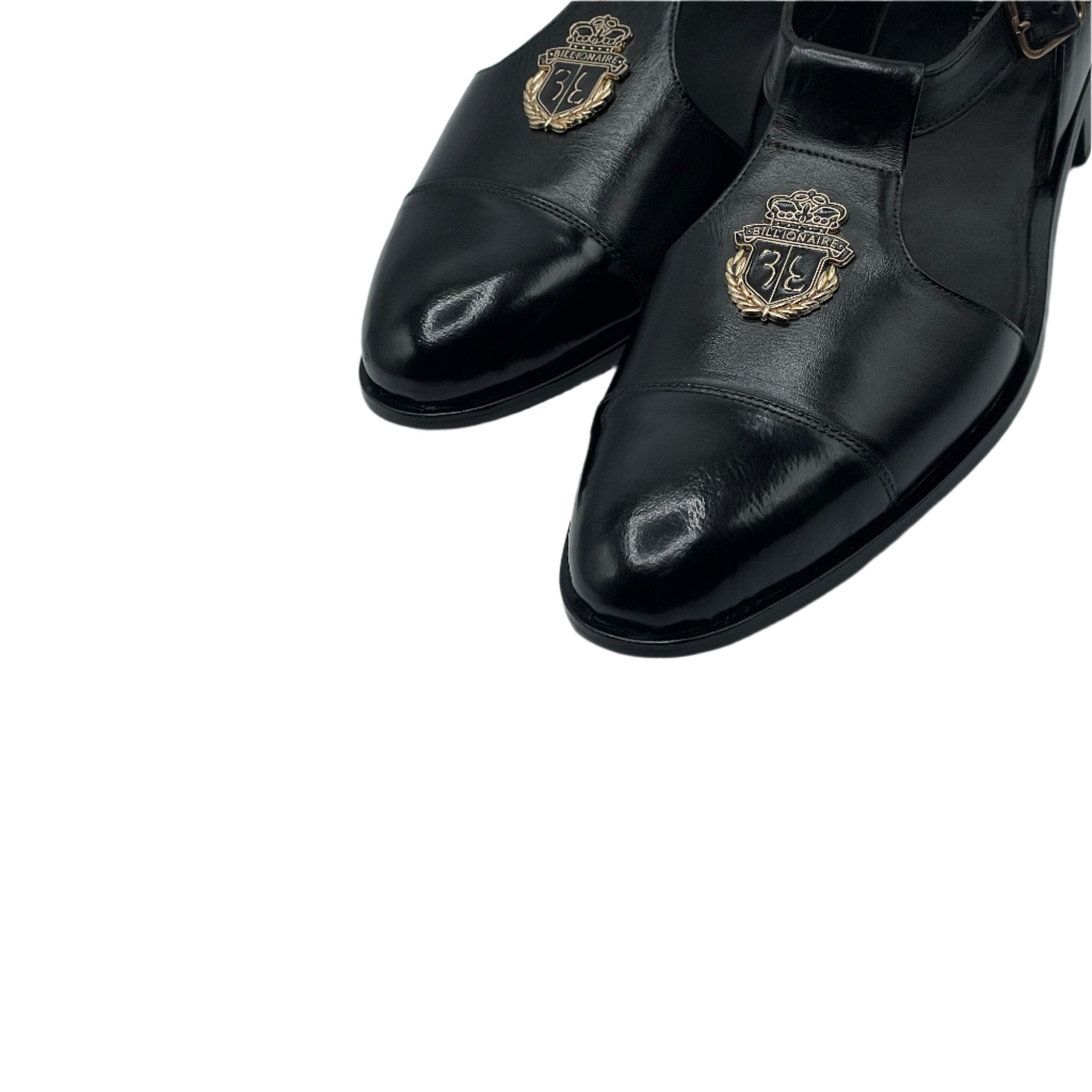 Black Emblem T-Strap Sandals SD-516BL