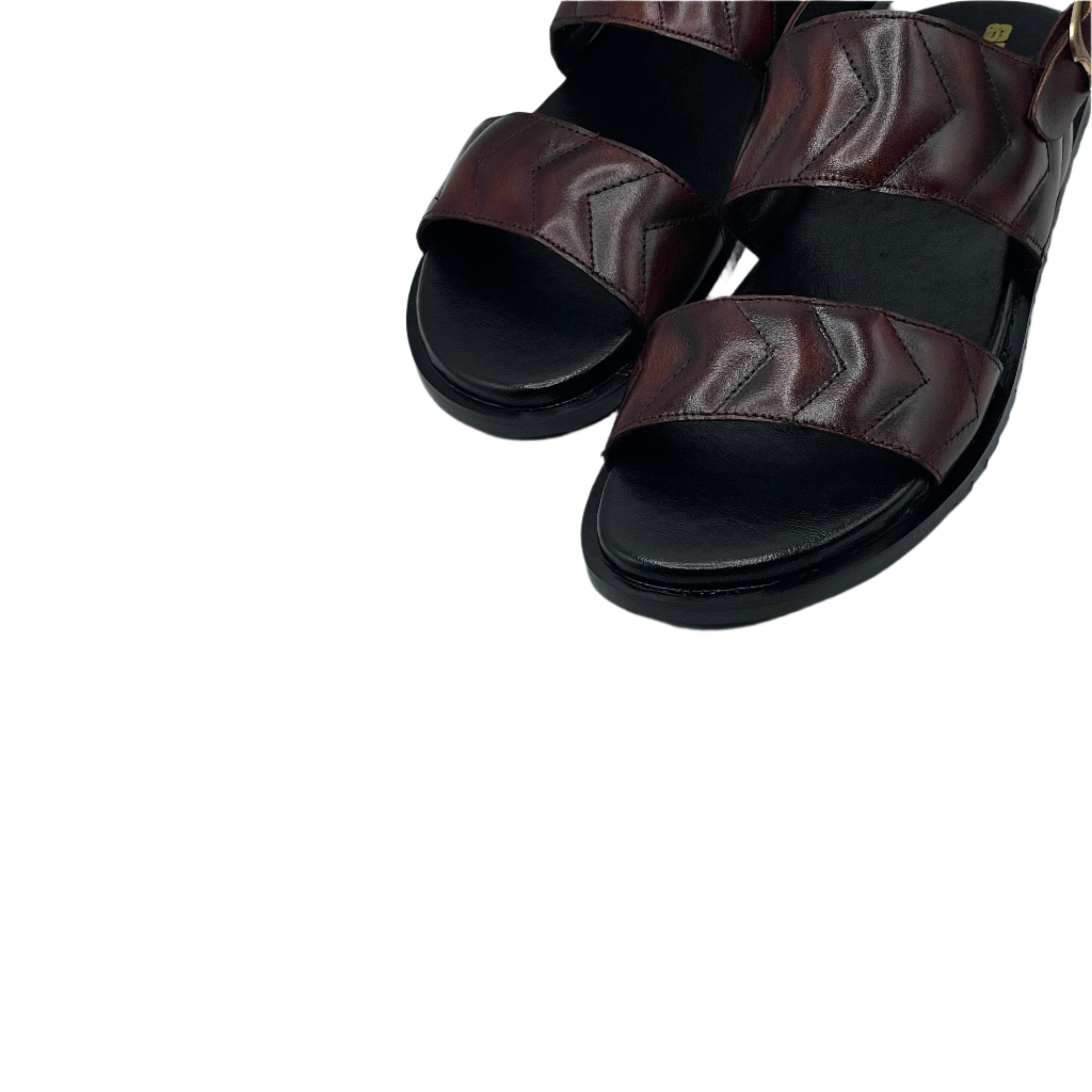 Brown Quilted Leather Sandals SD-519BR
